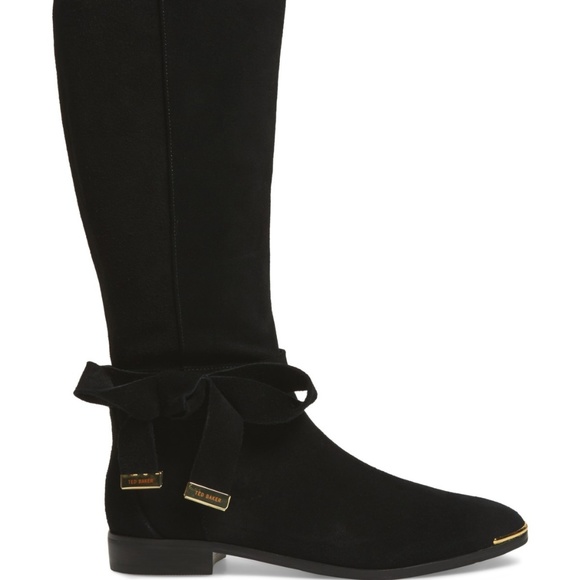 Ted Baker London NEW Tall Riding Boots Suede Leather OrthoLite Comfort BLACK 10 - Picture 2 of 13